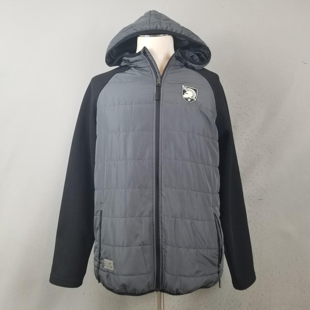 Colosseum Jacket Mens Large Gray Army Black Knights NCAA Football Quilted Hooded